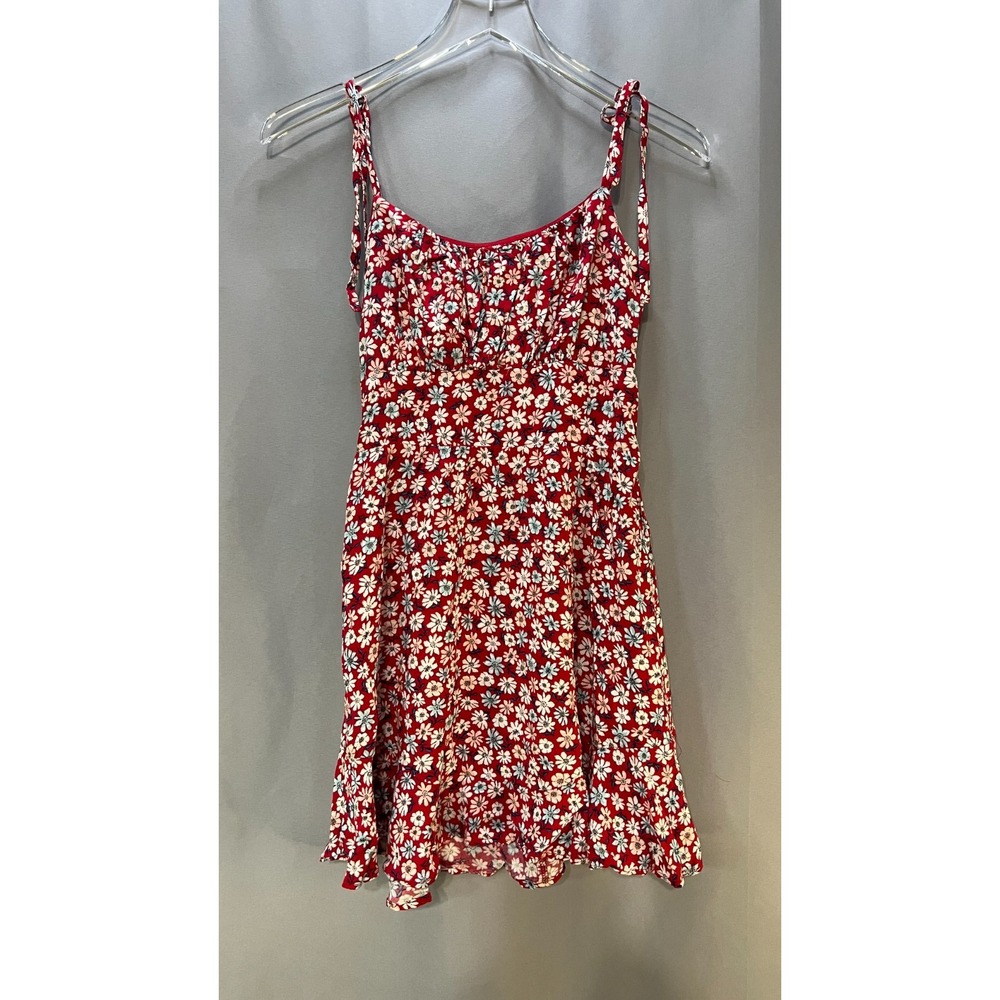 Lily Rose Skater Dress Girls Juniors' Medium Red Floral Smocked Tied Shoulder